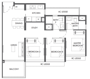 the-hill-at-one-north-floor-plan-3+study-3b-s2-singapore